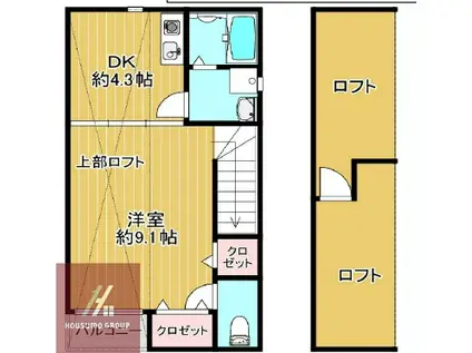 コート海老江(1DK/2階)の間取り写真