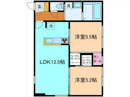 M&Y下冨居(2LDK/2階)の間取り写真