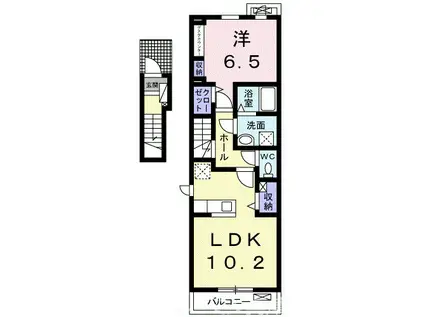 エステート 王子(1LDK/2階)の間取り写真