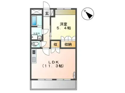 アンソレイユ(1LDK/2階)の間取り写真