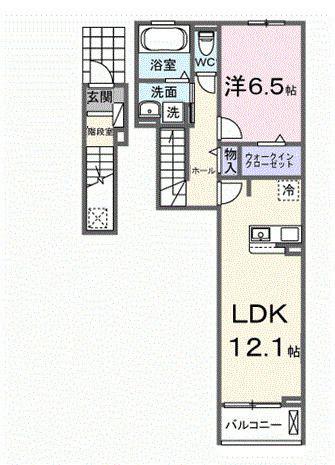 アルバ 涼(1LDK/2階)の間取り写真