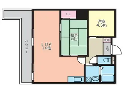 神岳第一ハイツ(2LDK/5階)の間取り写真