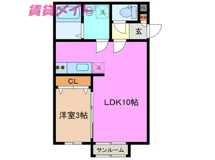 CHOCOLAT(1LDK/1階)の間取り写真