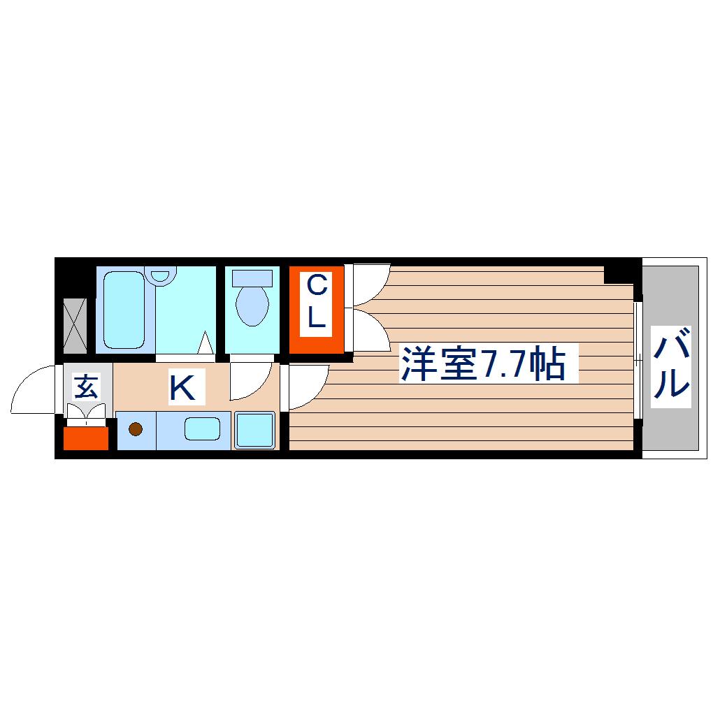 パークハイツ二軒茶屋(1K/8階)の間取り写真