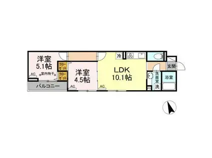 セレスティア南花畑II(2LDK/3階)の間取り写真