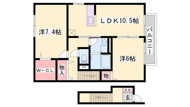 ハイムエルピスII(2LDK/2階)の間取り写真