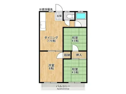 昭和ハイツ(3DK/2階)の間取り写真