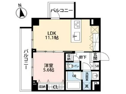 B CITY APARTMENT IKEBUKURO ウエスト(1LDK/6階)の間取り写真