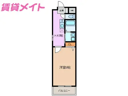 四日市あすなろう鉄道 西日野駅 徒歩16分 3階建 築19年(1DK/1階)の間取り写真