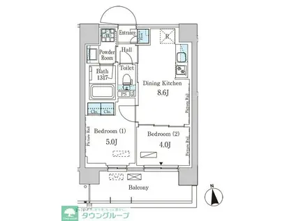 パークアクシス柏(2DK/6階)の間取り写真