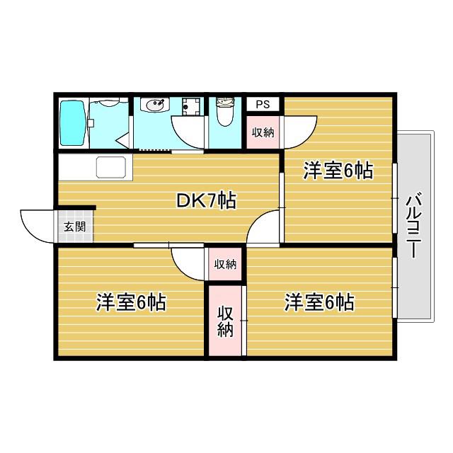 ハイツフォレスト(3DK/1階)の間取り写真