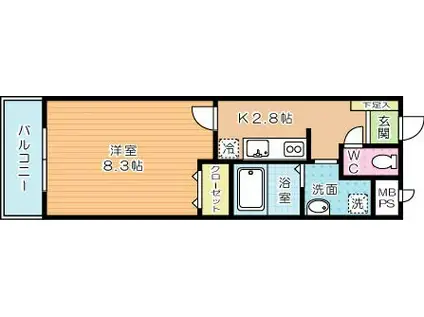 FOREST COURTI(1K/1階)の間取り写真