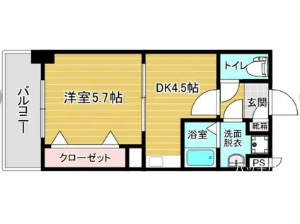 リファレンスベイサイド(1DK/9階)の間取り写真