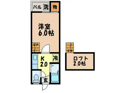 クィーンパレス坂本(1K/2階)の間取り写真