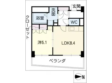 ビジャ松原(1LDK/4階)の間取り写真