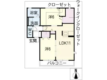 ルネーレ(2LDK/2階)の間取り写真