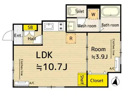 POLARIS NAKAMURABASHI(1LDK/1階)の間取り写真