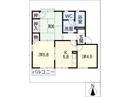 リベール東田(3K/2階)の間取り写真