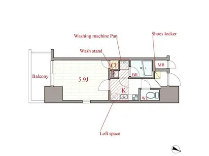 PRIMAVERA MINAMIMORIMACHIプリマヴェーラ南森(1K/13階)の間取り写真