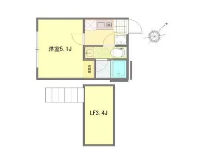 ビーコレクト富士見町1号棟(1K/1階)の間取り写真