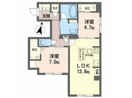 PARADISO琴平(2LDK/1階)の間取り写真