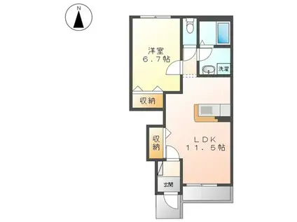 閑静住環境が魅力(1LDK/1階)の間取り写真