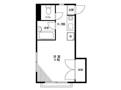 ハートフル上動(1K/3階)の間取り写真