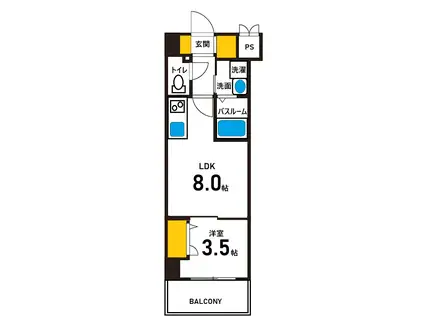 S-RESIDENCE広島駅DILETTO(1LDK/2階)の間取り写真