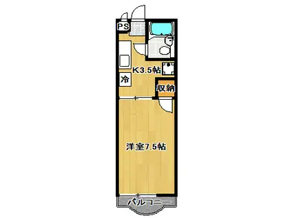 NSハイム(1K/1階)の間取り写真