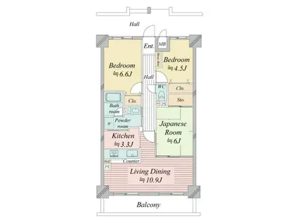 グローリアスコート緑区桃山東(3LDK/1階)の間取り写真