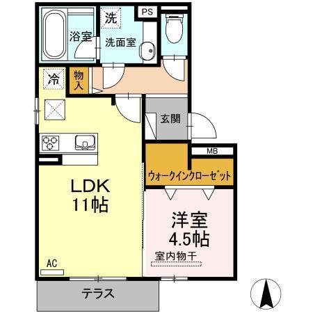 クライス(1LDK/1階)の間取り写真