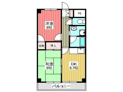 サンロードワラビ(2DK/2階)の間取り写真