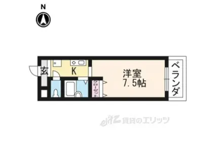 ホワイトハイム北荒見(1K/4階)の間取り写真