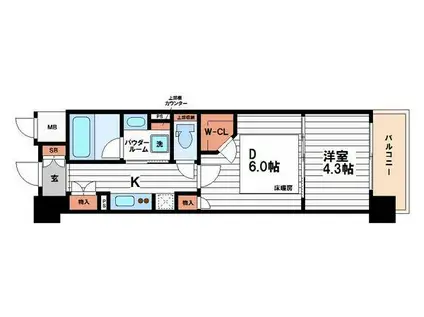 ブランズ大阪本町(1DK/12階)の間取り写真