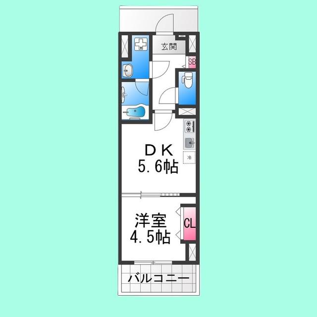 ARCA堺綾之町(1DK/3階)の間取り写真