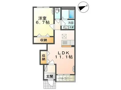 JR奥羽本線 かみのやま温泉駅 徒歩19分 2階建 築7年(1LDK/1階)の間取り写真