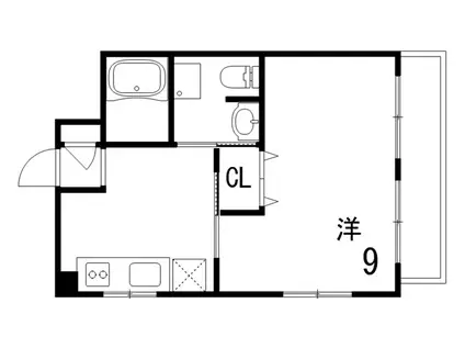 ネスティ本山(1DK/4階)の間取り写真