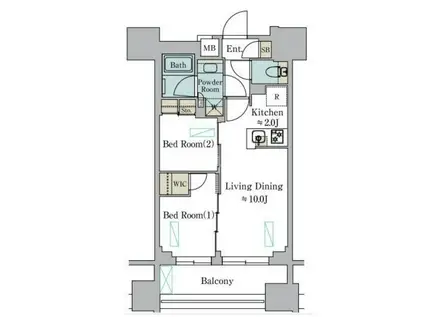 BRILLIA IST 墨田曳舟(2LDK/12階)の間取り写真