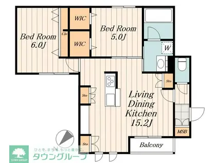 JOLIE MAISON ウエスト(2LDK/1階)の間取り写真