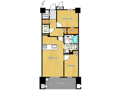 エイルマンション光の森(2LDK/2階)の間取り写真