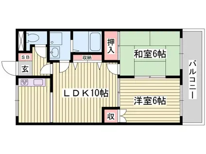 ピア・ルミナス 2番館(2LDK/2階)の間取り写真