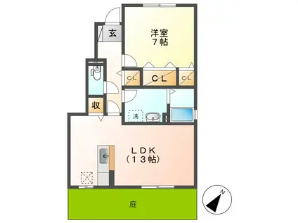 エスポワール(1LDK/1階)の間取り写真