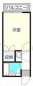 サザンテラス(1K/1階)の間取り写真