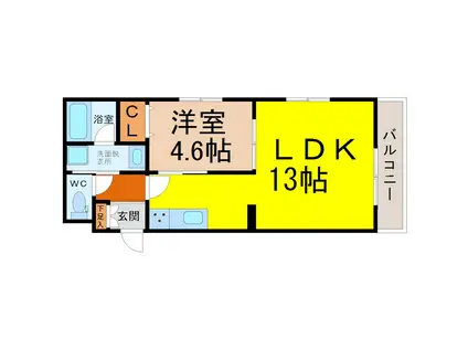 プリミエール東水切町II(1LDK/2階)の間取り写真