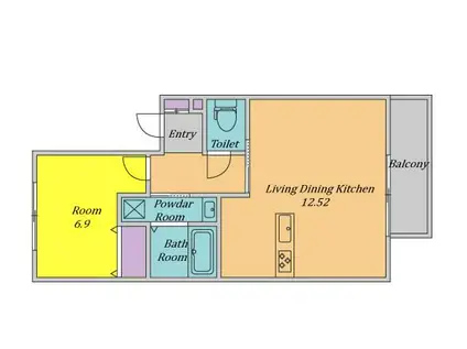 シャーメゾン赤い屋根(1LDK/1階)の間取り写真