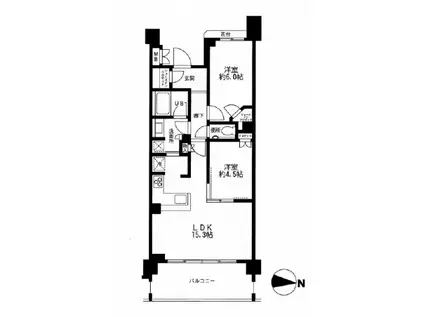 マジェスティハウス新宿御苑パークナード(2LDK/2階)の間取り写真