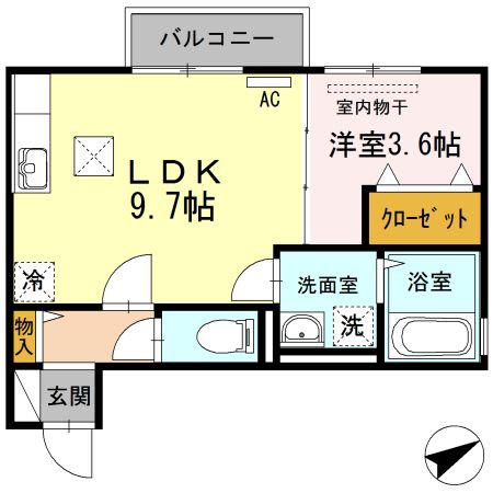 リッチローズ(1LDK/1階)の間取り写真