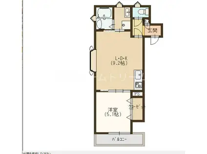 ラモーナ上野口(1LDK/1階)の間取り写真