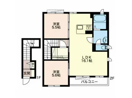 ウイング曳馬(2LDK/2階)の間取り写真
