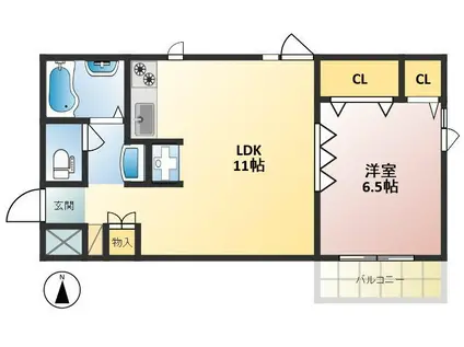 アナンハイツ(1LDK/1階)の間取り写真
